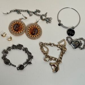 Cowgirl Horse Lover Jewelry Lot, charm bracelet, earrings - Western USA theme